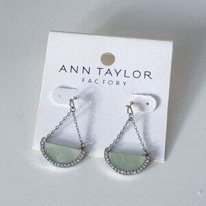Anne Taylor Factory - Dangle Silver Tone Green Half Moon Drop
